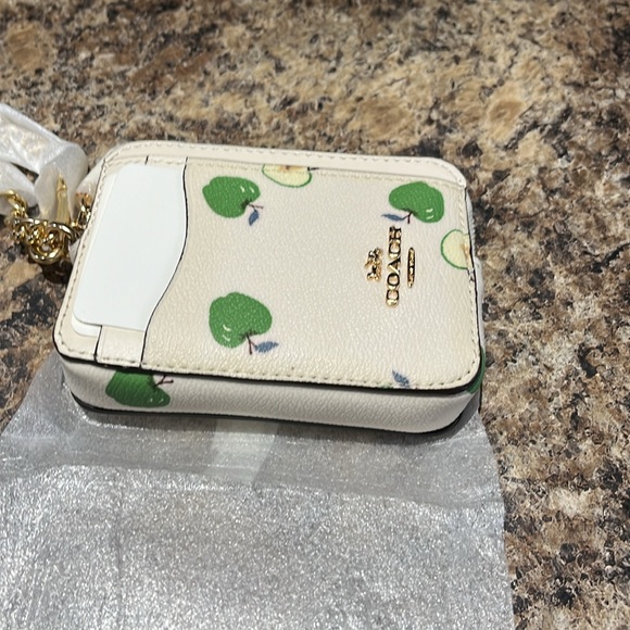 Coach Zip Card Case With Apple Print - Picture 3 of 6